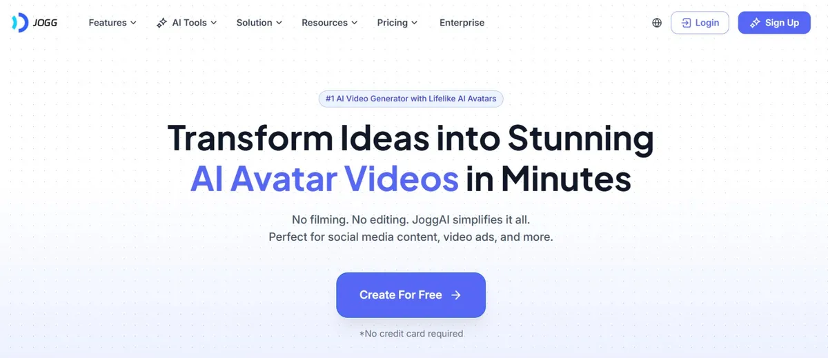 Jogg AI platform for creating AI avatar videos optimized for TikTok and Instagram Reels
