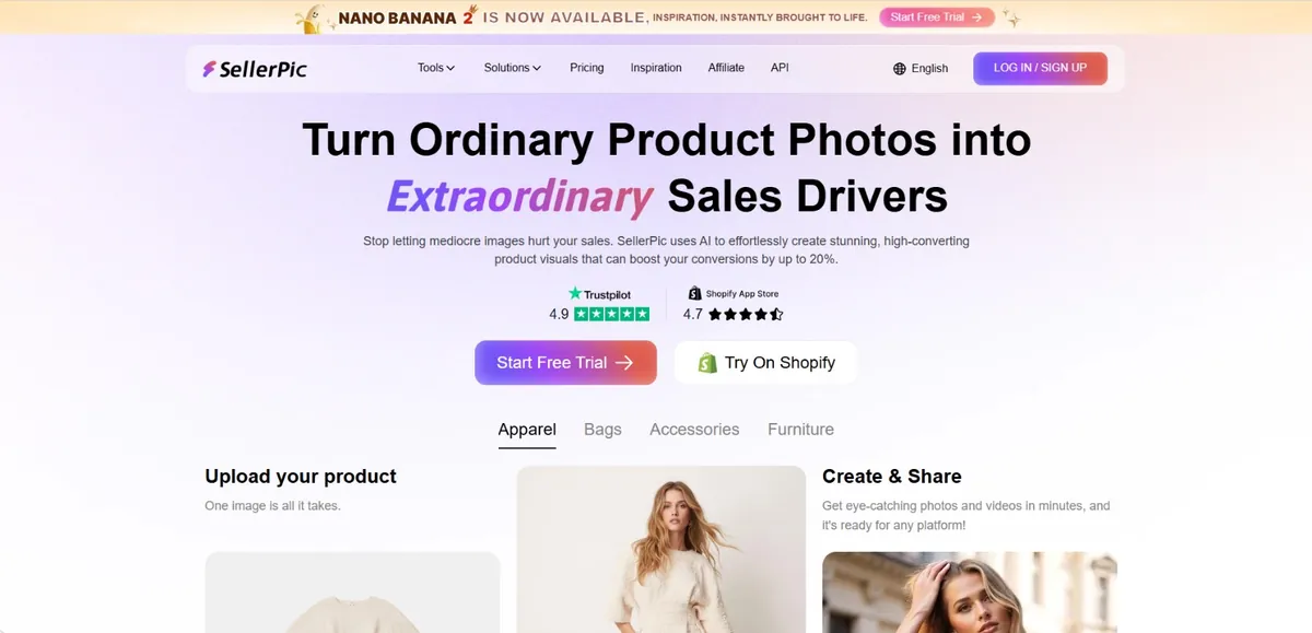 SellerPic AI product photography for Shopify