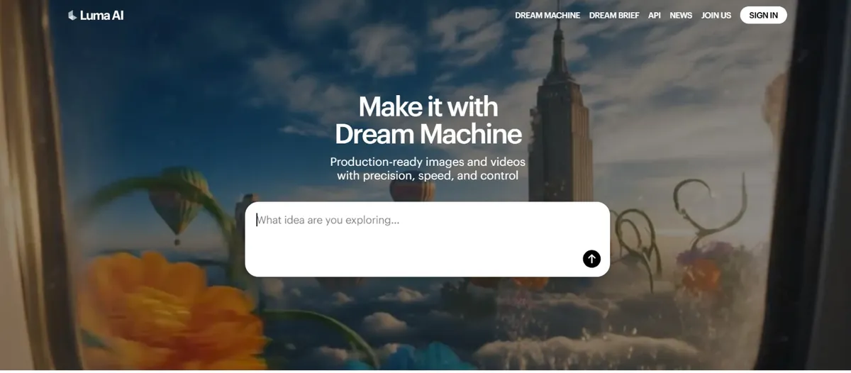 Luma AI Dream Machine for cinematic video generation