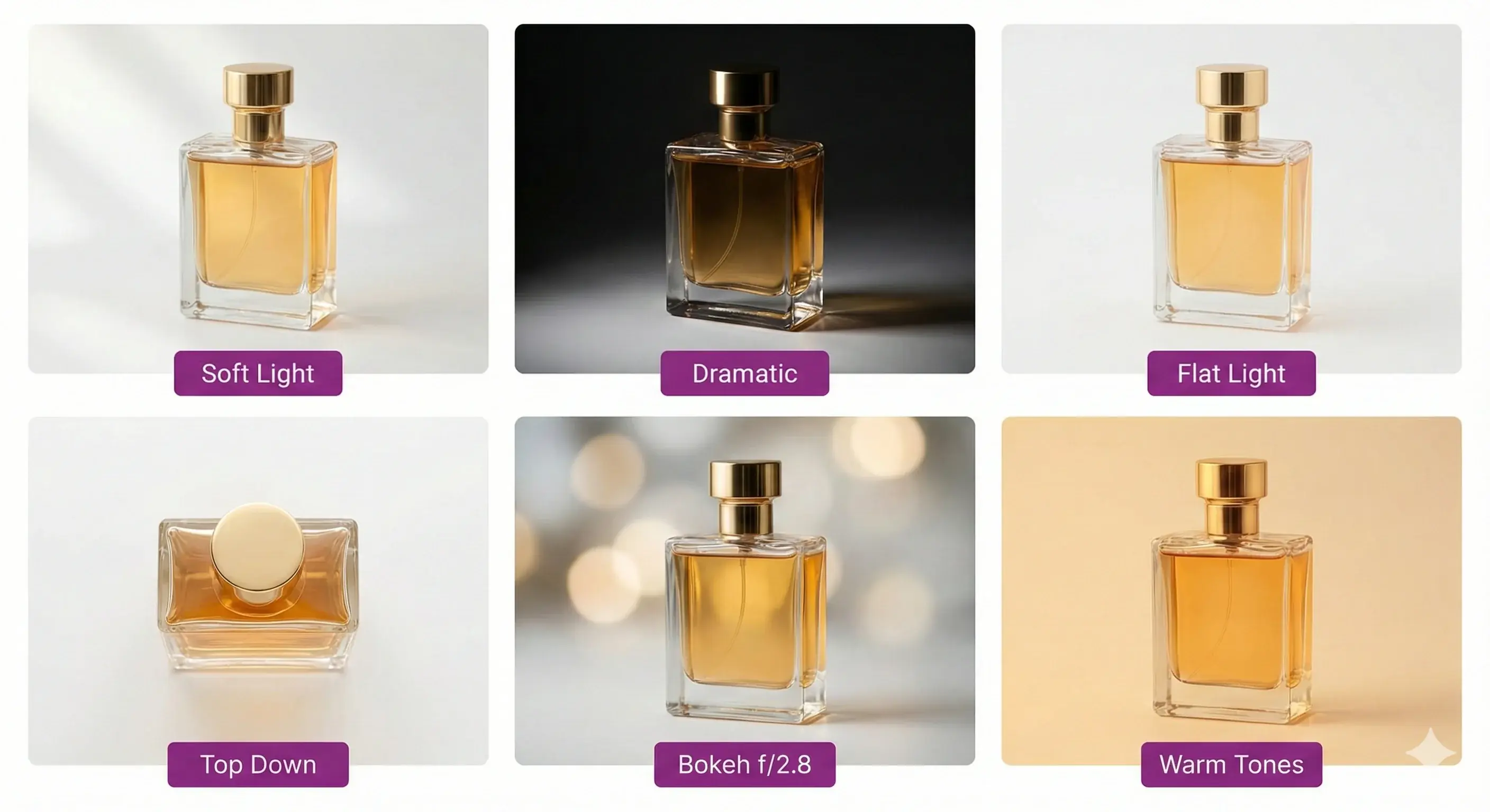 Professional photography controls showcase with different lighting styles