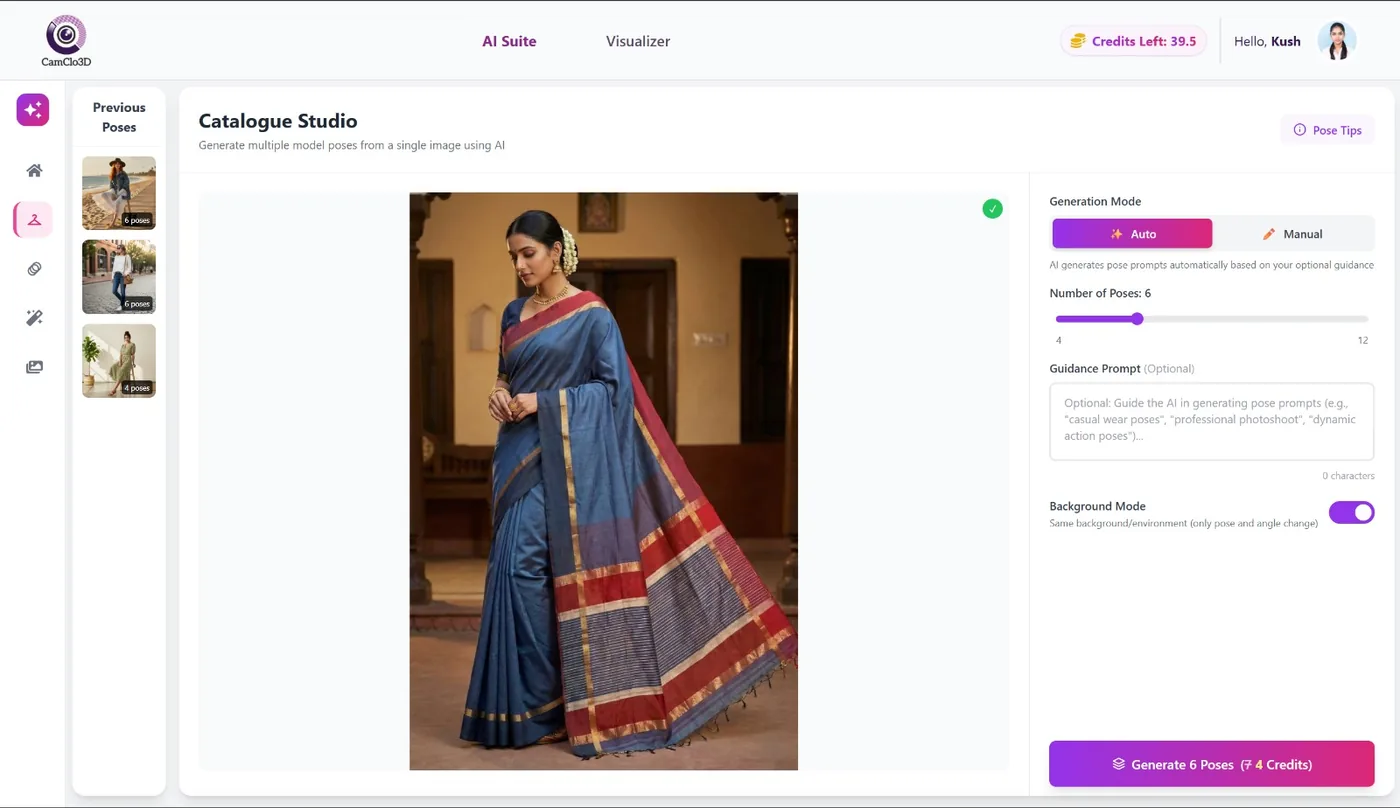 Catalogue Studio interface showing upload of the Smart Edit generated image