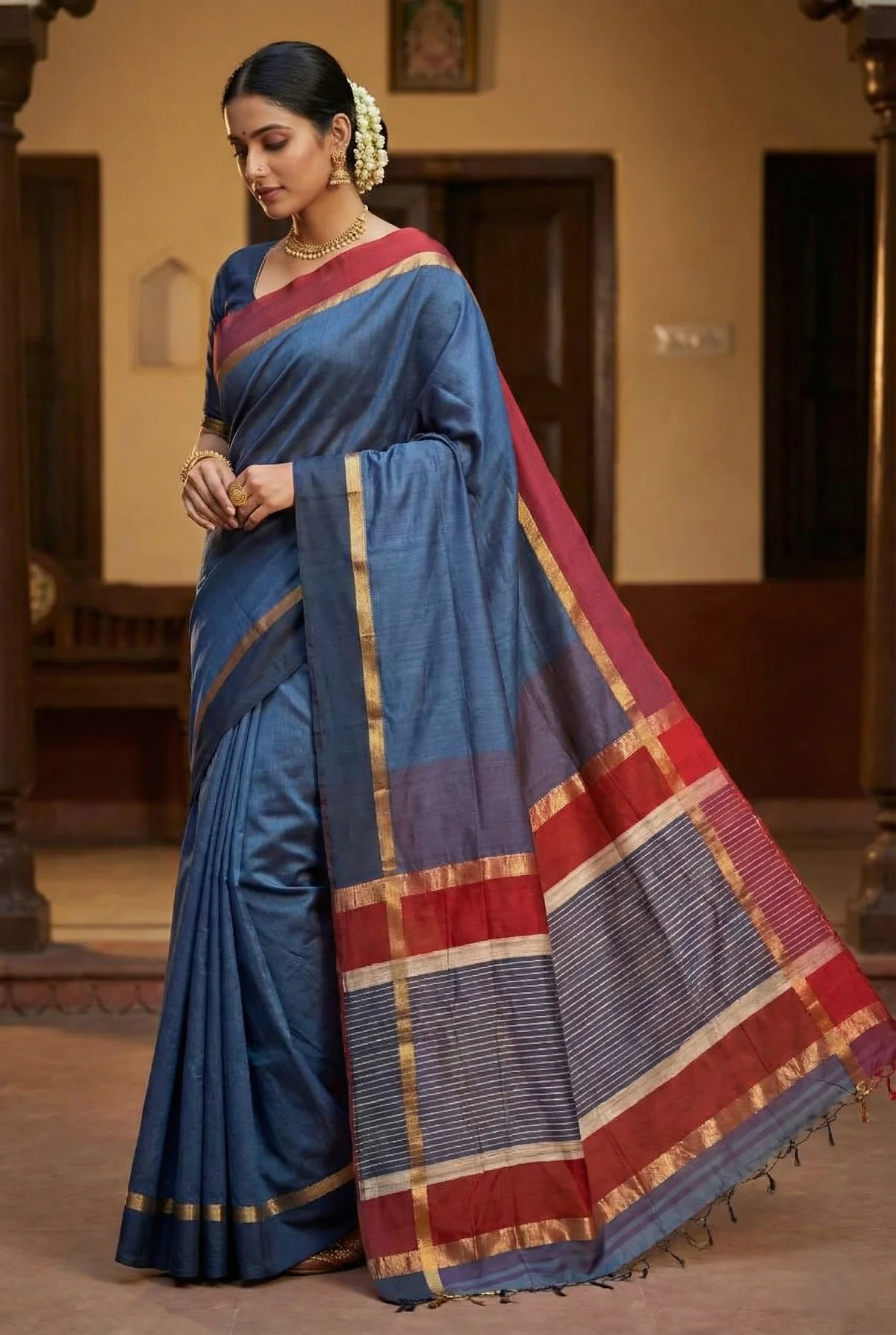 AI-generated model wearing the saree - Smart Edit output