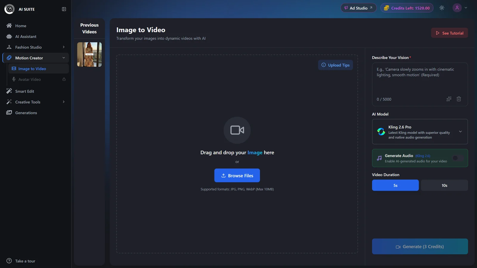 Start-frame upload area with upload tips