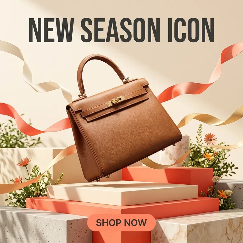 The same handbag in a fresh replacement ad generated by Ad Autopilot