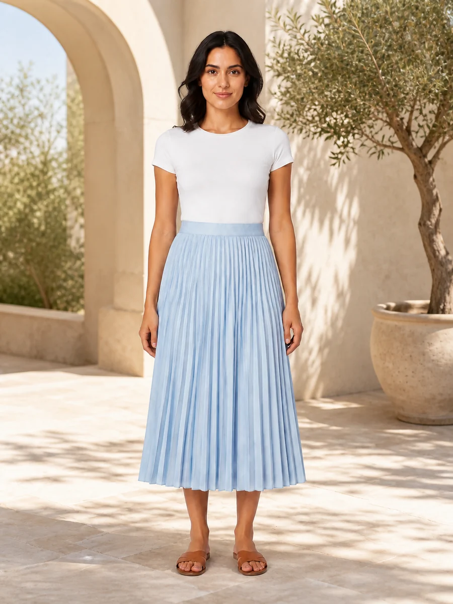 Blue skirt, courtyard
