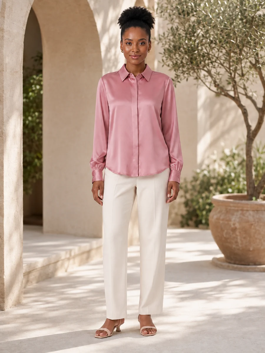 Rose blouse look ready to become a short video