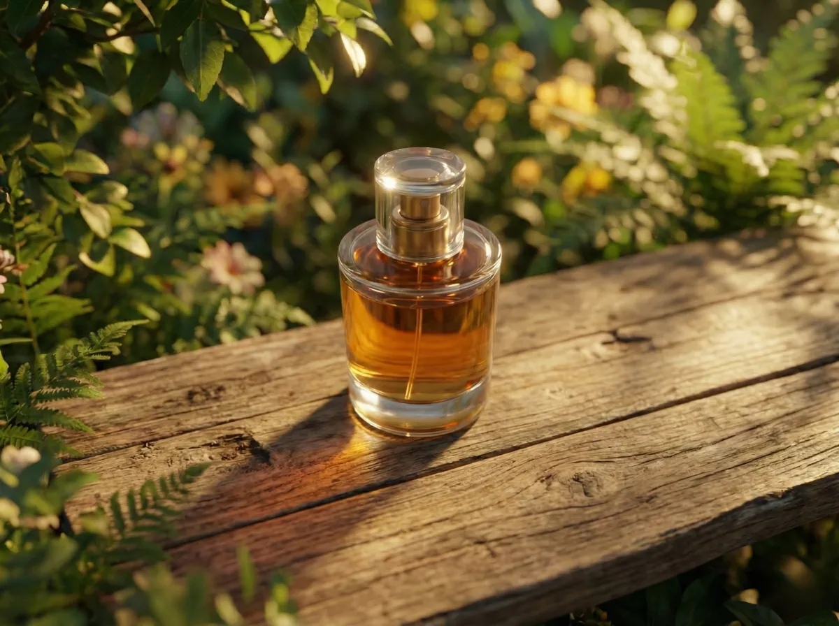 Product photo with AI-generated nature background