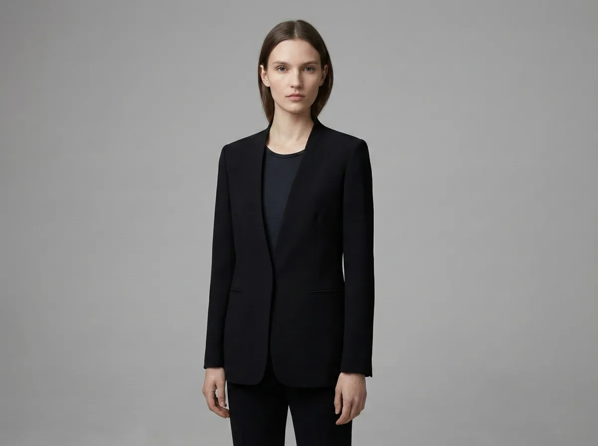 Black blazer with bare lapel before AI generative fill