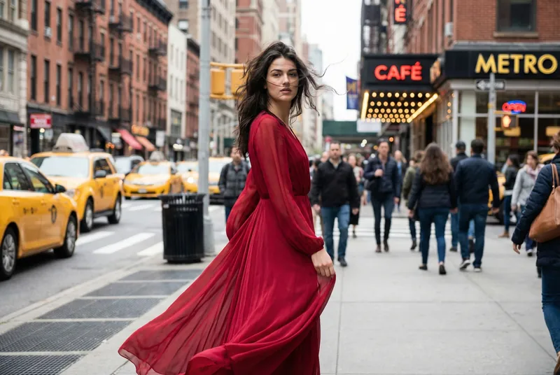 Fashion model photo with busy background