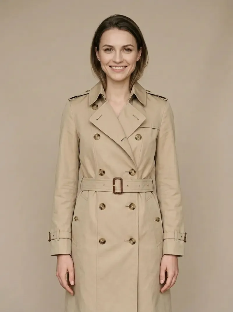 Photo after AI edit: Make the model smile