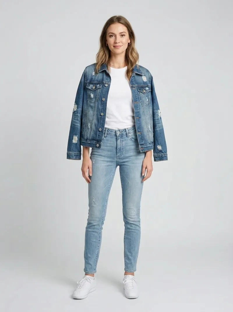 AI virtual try-on result: Denim Jacket on selected model