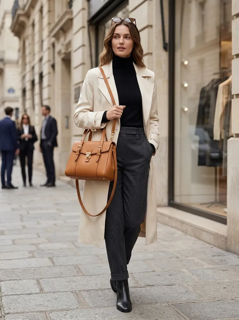 AI virtual try-on result: Handbag on model