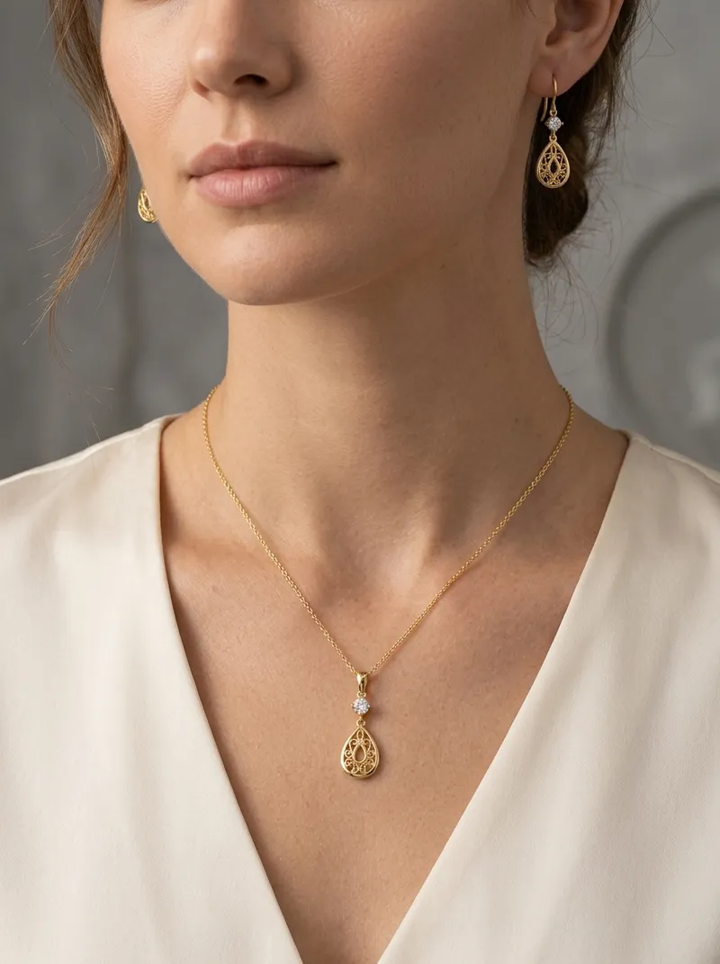 AI virtual try-on result: Jewelry on model